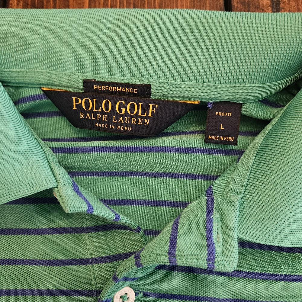Ralph Lauren Polo Golf Green and Purple Striped Shirt - Picture 2 of 2